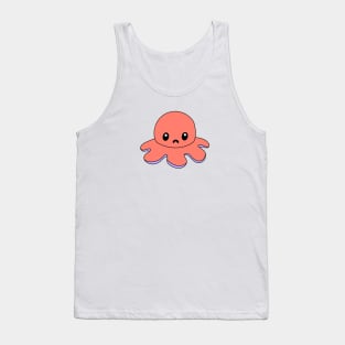 Red Sad Octopus Tank Top